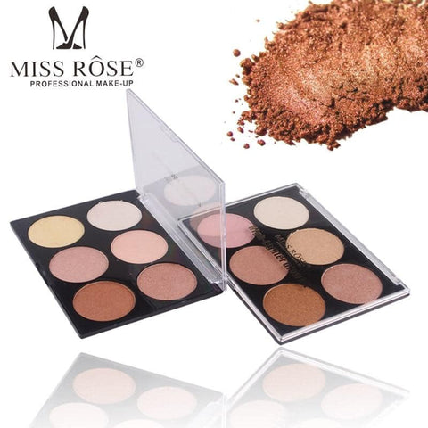Miss Rose 6 Color Glow Highlighter Palette N2