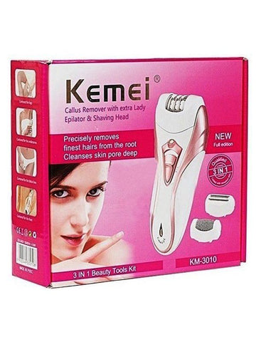 Kemei KM - 3010 3 in 1 Electric Rechargeable Cord and Cordless Epilator Shaver