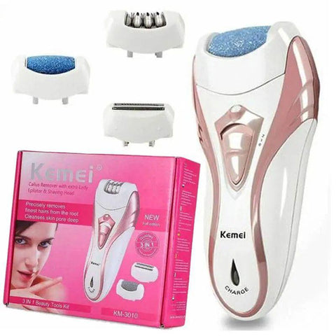 Kemei KM - 3010 3 in 1 Electric Rechargeable Cord and Cordless Epilator Shaver