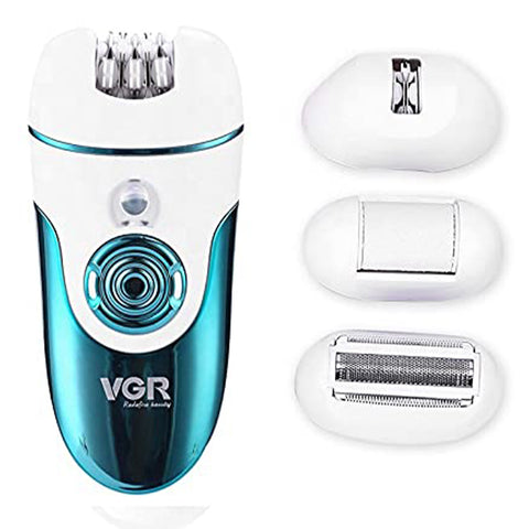 VGR V-700 Cordless Professional 4-in-1 Women Epilator & Shaver for Face, Legs, Underarms & Bikini area with Callus Remover for Wet & Dry use 50 minutes