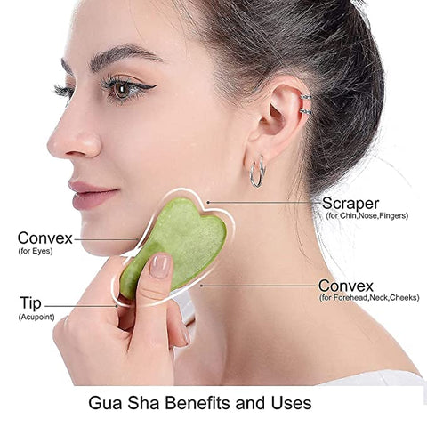 Flfwlass Facial Massager Jade Roller & Gua Sha Stone