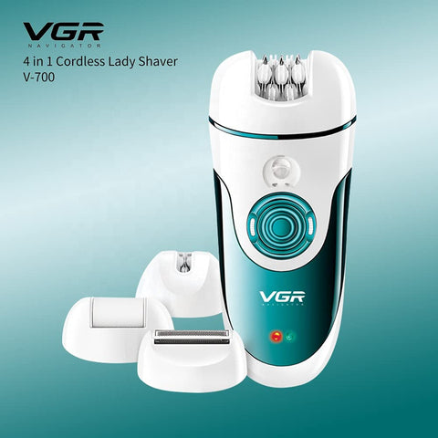 VGR V-700 Cordless Professional 4-in-1 Women Epilator & Shaver for Face, Legs, Underarms & Bikini area with Callus Remover for Wet & Dry use 50 minutes