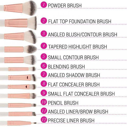 Bh Cosmetics Rose Romance 12 Piece Brush Set