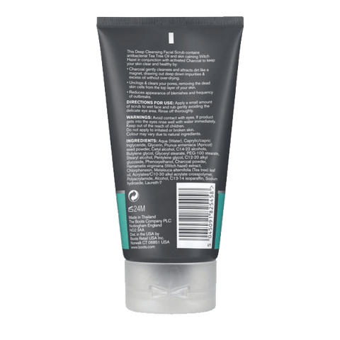 Boots Tea Tree Witch Hazel With Charcoal Facial Scrub 150ml