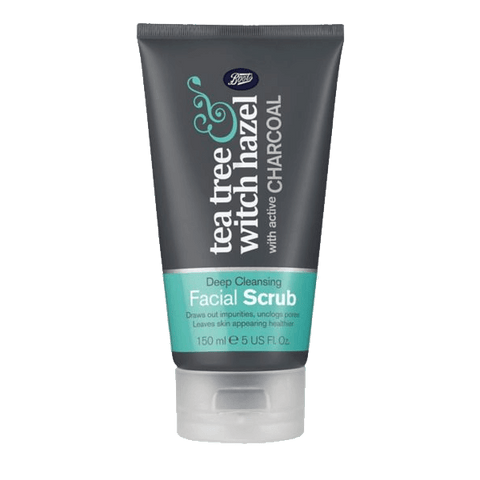 Boots Tea Tree Witch Hazel With Charcoal Facial Scrub 150ml