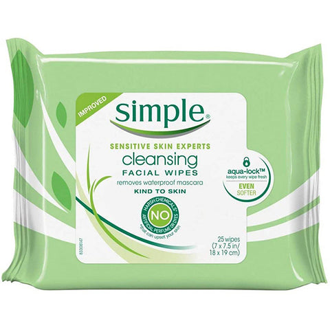 Simple Sensitive Skin Experts Cleansing Facial Wipes 25pes
