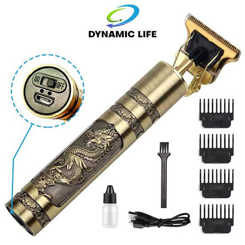 VINTAGE T9 Gold Metal RECHARGEABLE Electric Hair CLIPPER Cutting Machine Professional Hair Barber Trimmer For Men T9 Clipper Shaver CORDLESS