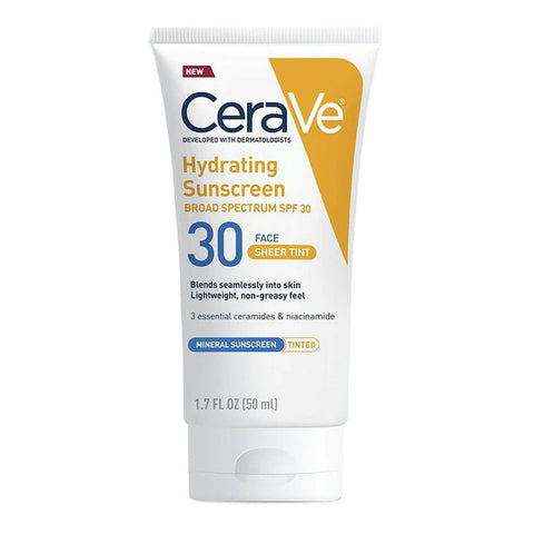 Cerave Haydrating Mineral Sunscreen Broad Spectrum SPF 30 Face Sheer Tint 50ml
